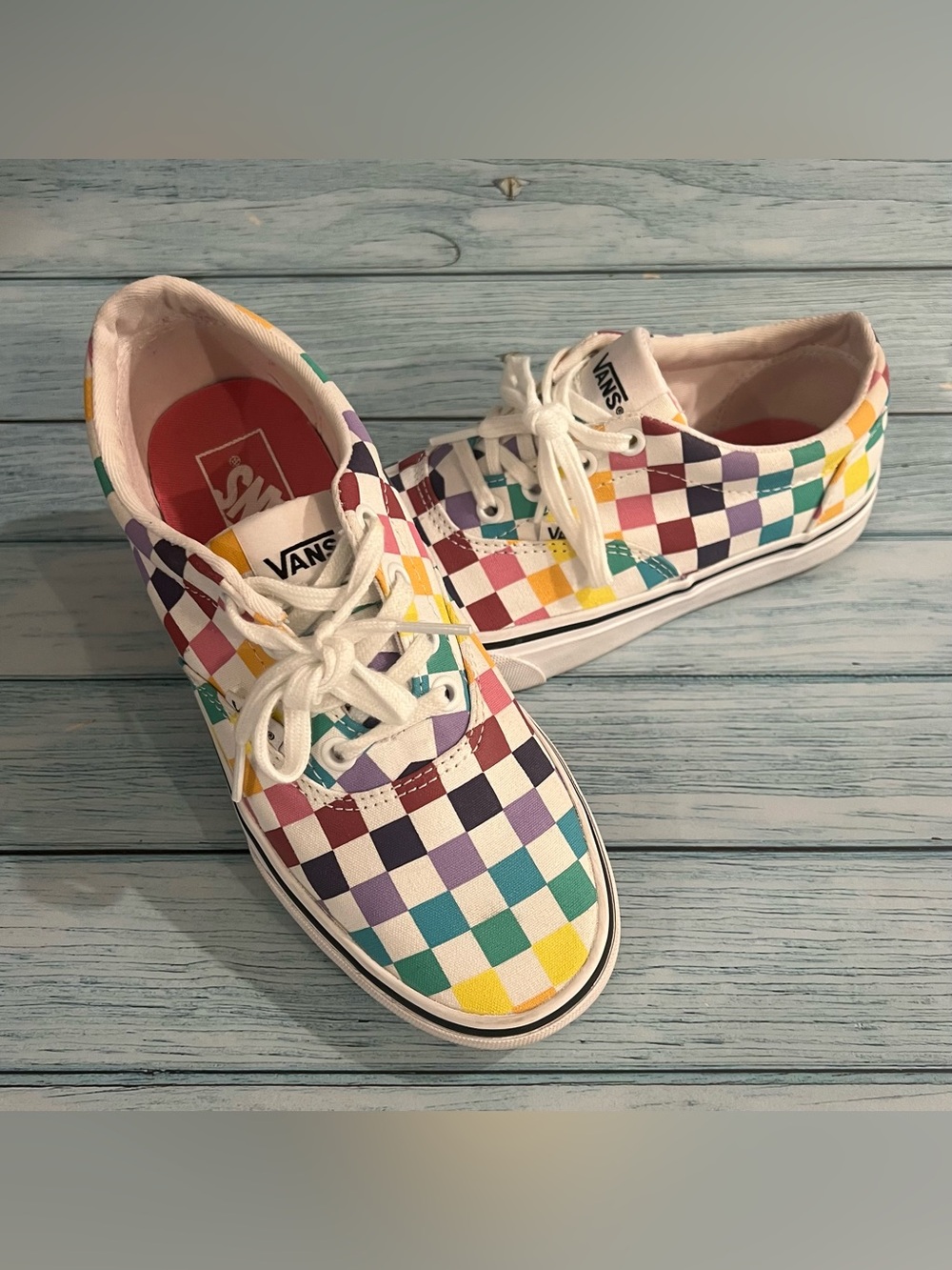 Vans Off The Wall Rainbow Checkerboard Low Top Sneakers Skate Shoes